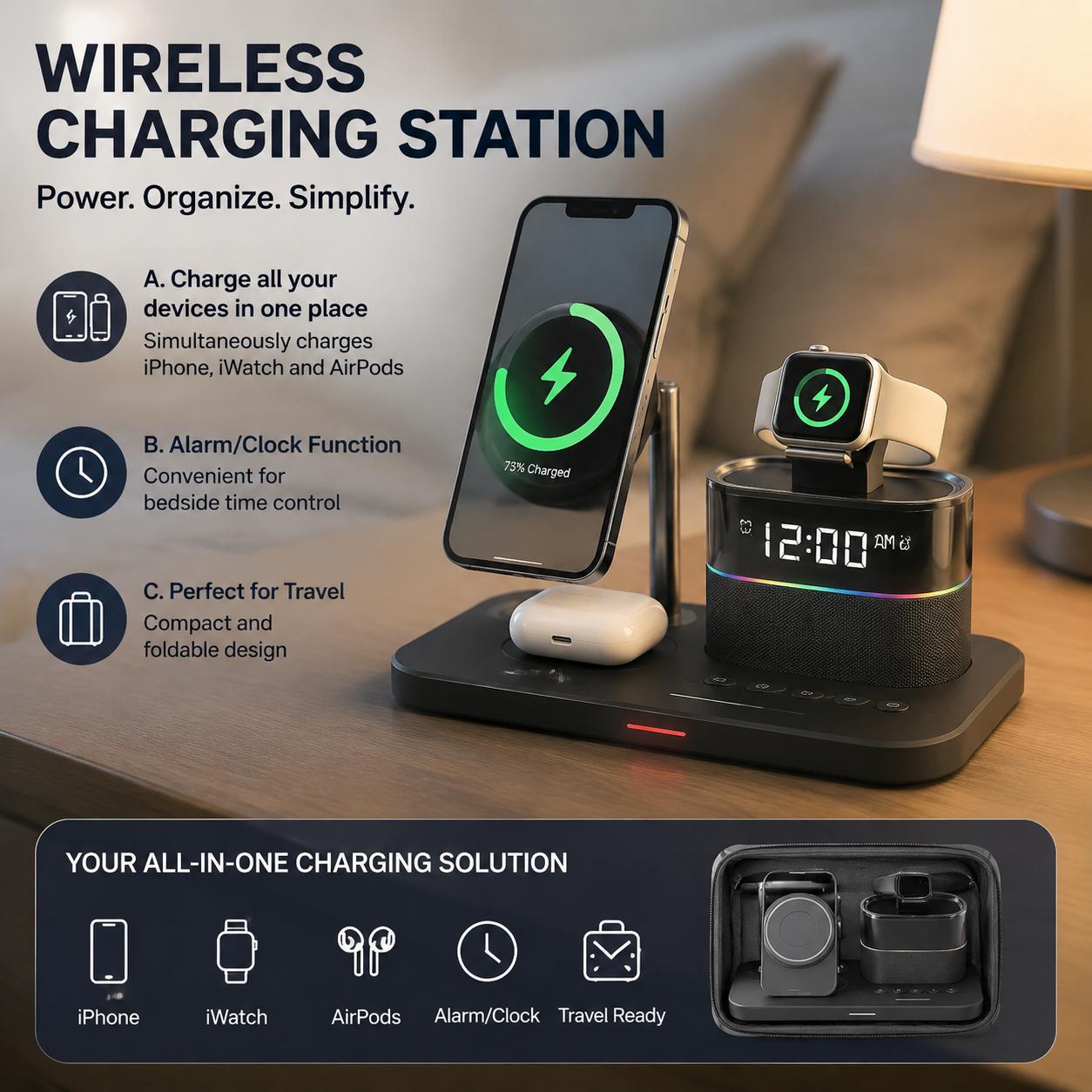 Home Office Call Center - Magnetic Wireless Charging Station for Phone