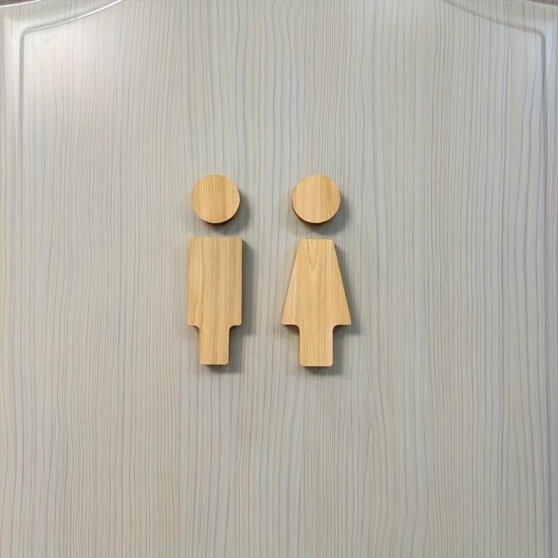 Home Office Setup - 2PCS Wooden Bathroom Sign for Men's