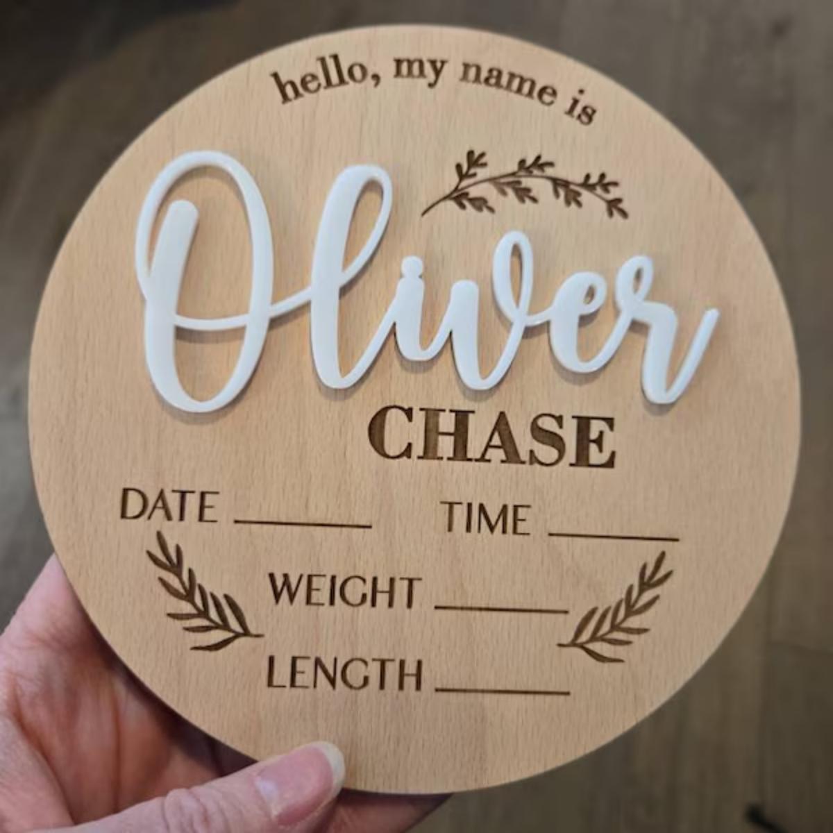 Home Office Gifts - 1Pc Custom Baby Announcement Sign Wooden