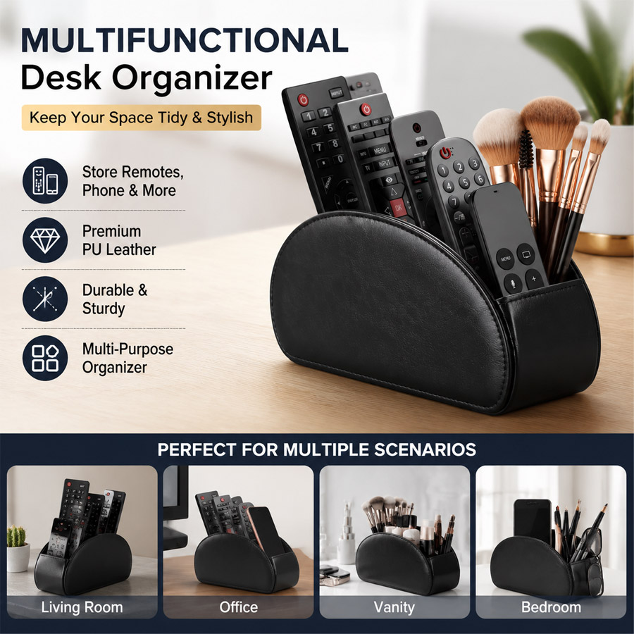 Home Office Call Center - 1Pc 5 Grid PU Leather Desktop