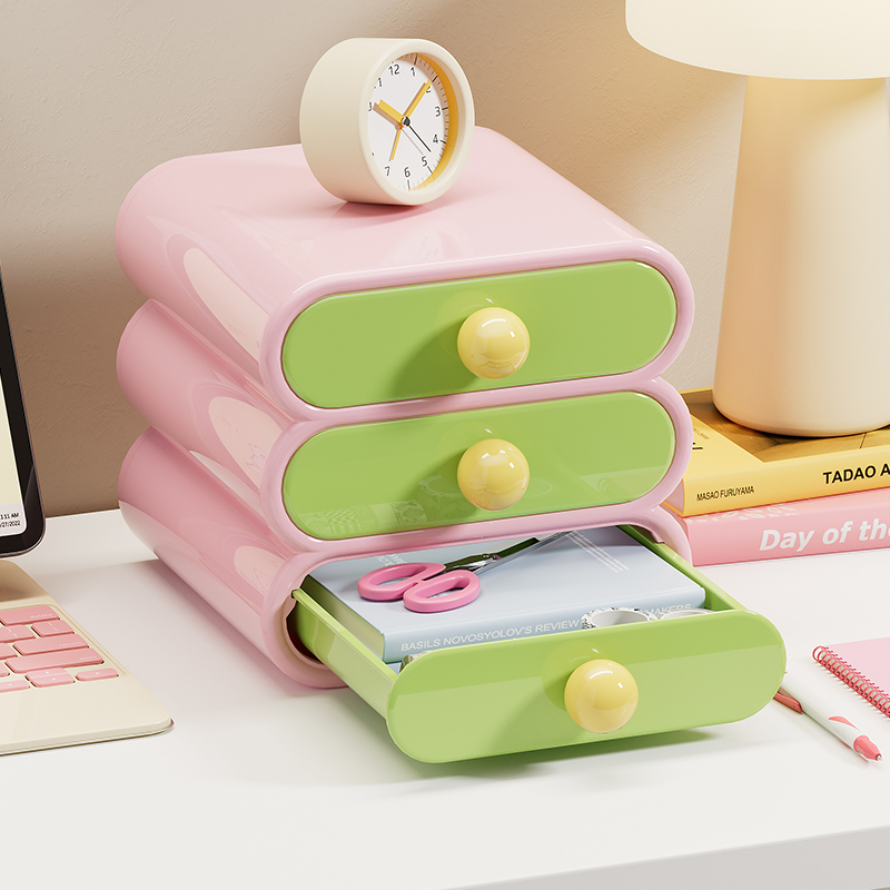 Home Office Desk With Drawers - Uforu Dopamine Desk Organizer, 3-Tier Drawer