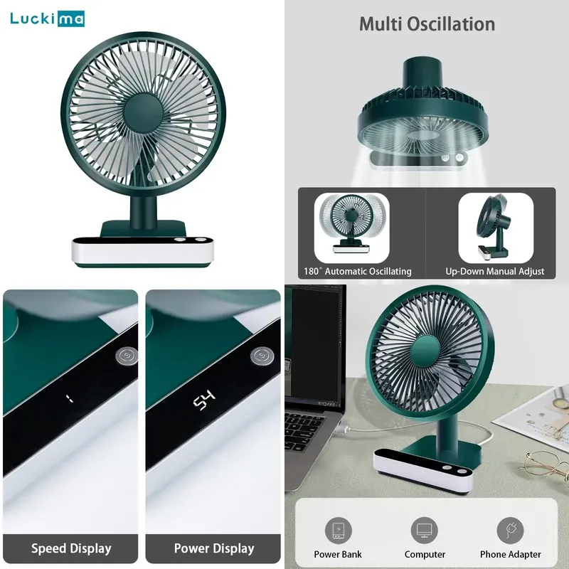Usb Desk Fan - USB Rechargeable Oscillating Desk Fan 4