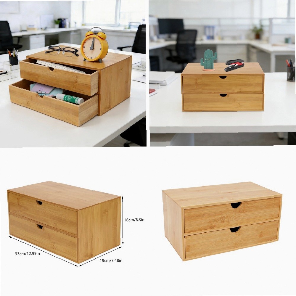 Home Office Desk With Drawers - Desk Organizer, 2-Drawer Office Supplies Storage