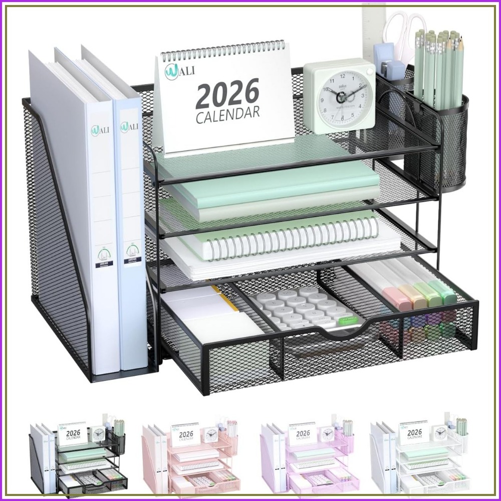 4-Tier Desktop File Organizer  - огляд і ціна Home Office Desk With Drawers