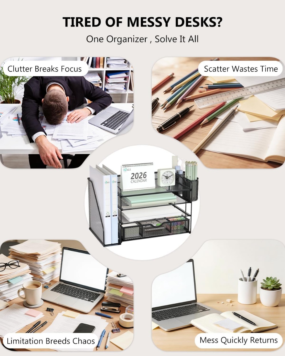4-Tier Desktop File Organizer  - огляд і ціна Home Office Desk With Drawers