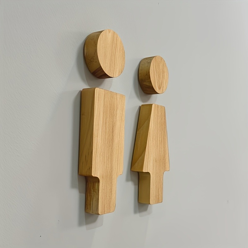 2PCS Wooden Bathroom Sign for  - огляд і ціна Home Office Setup