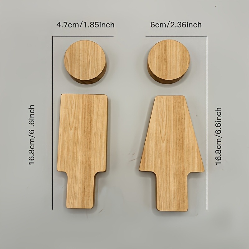 2PCS Wooden Bathroom Sign for  - огляд і ціна Home Office Setup