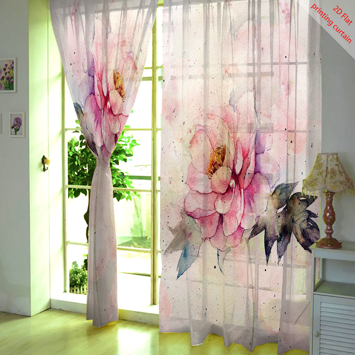 Pink tulip print transparent g - огляд і ціна Home Office Windows