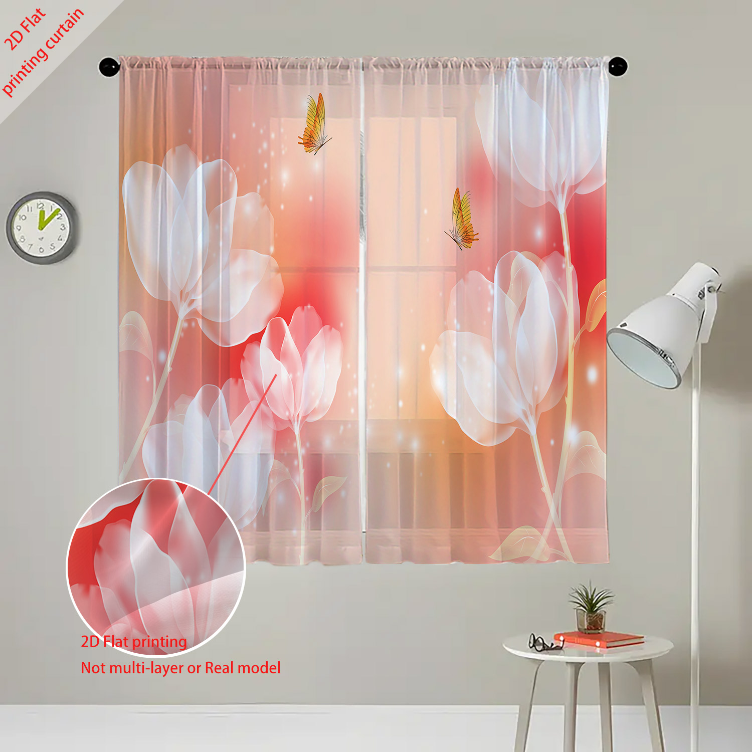 Purple Flower Printed Transpar - огляд і ціна Home Office Windows