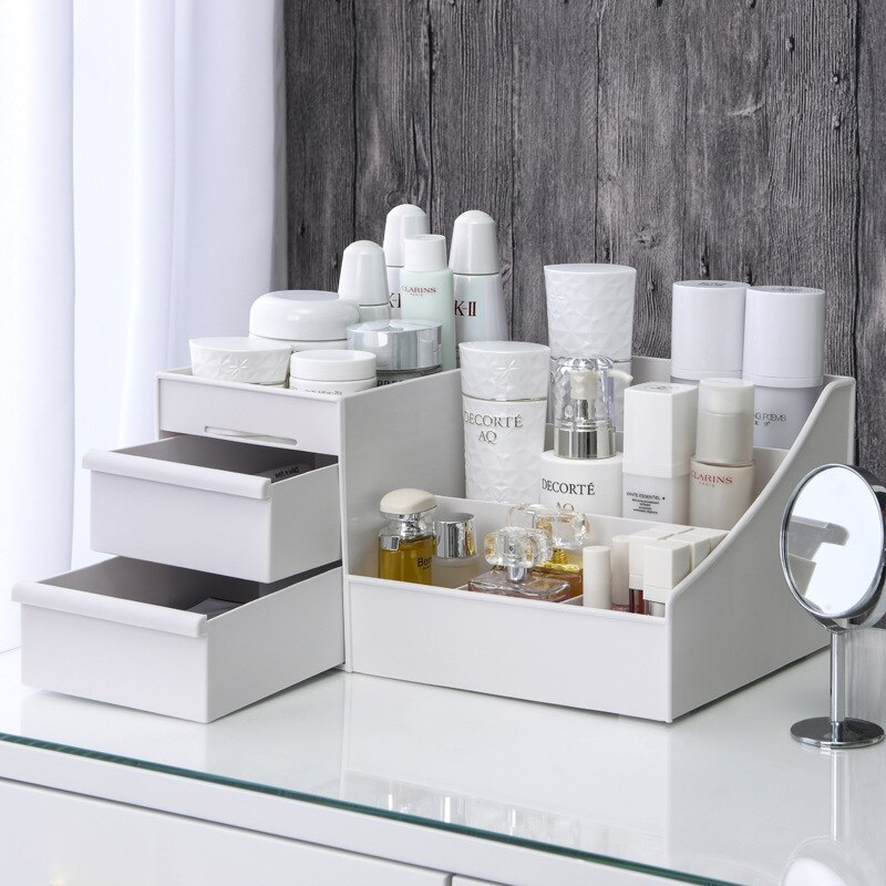 1PC White Plastic Makeup Stora - огляд і ціна Home Office Desk With Drawers